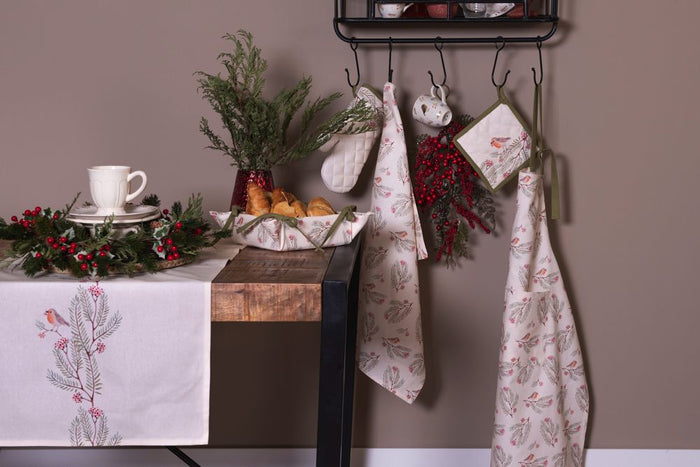 Clayre & Eef Broodmand 35x35x8 cm Beige Groen Katoen Dennentak Cadeau