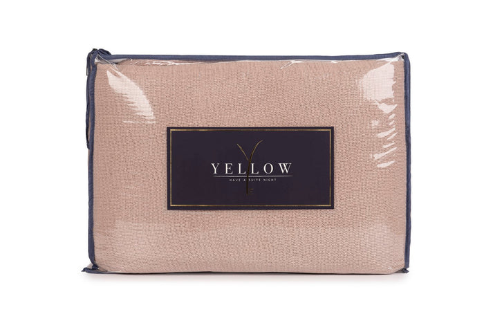 Yellow Katoen Bedsprei Plaid Ica - mellow rose