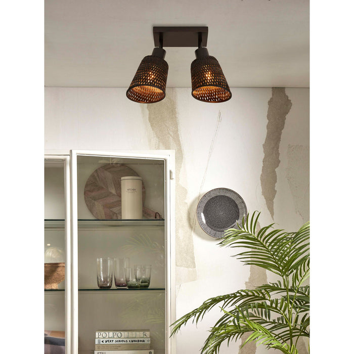 GOOD&MOJO Plafonniere Java - Bamboe Zwart - 28x15x24cm