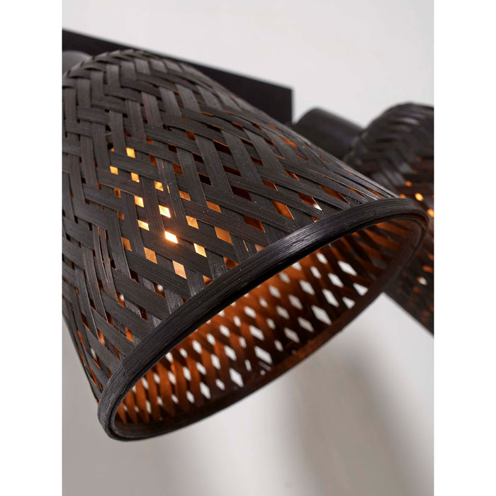 GOOD&MOJO Plafonniere Java - Bamboe Zwart - 28x15x24cm