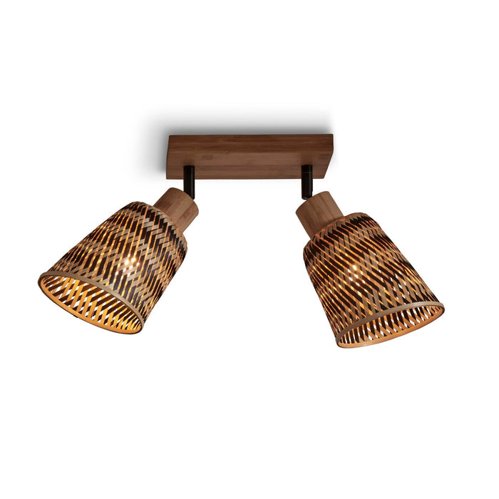 GOOD&MOJO Plafonniere Java - Bamboe Naturel|Zwart - 28x15x24cm