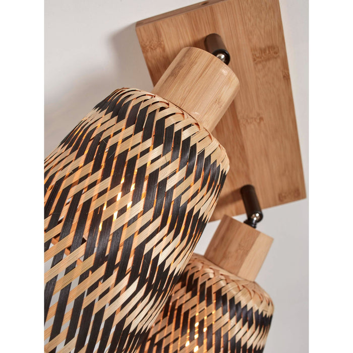 GOOD&MOJO Plafonniere Java - Bamboe Naturel|Zwart - 28x15x24cm