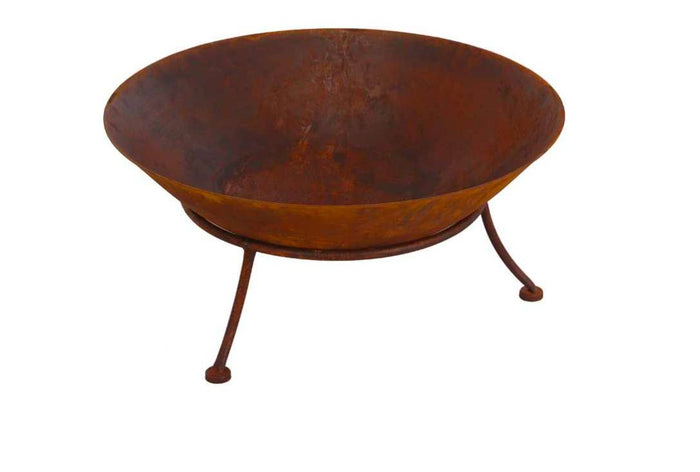 Koopman Cortenstaal vuurschaal met driepoot standaard 57cm bruin