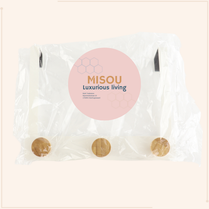 MISOU Deurkapstok Deurhaak Kapstok Hangend 3 Haken Wit Deurhanger