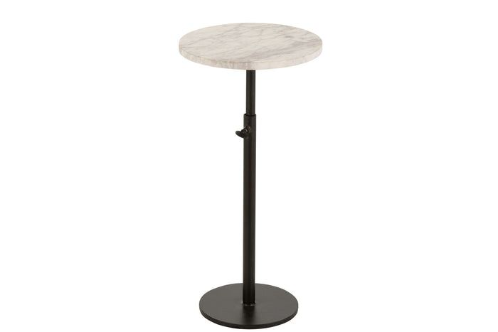 Duverger® Marble - Bijzettafel - rond 28cm - marmer - wit - unieke sch