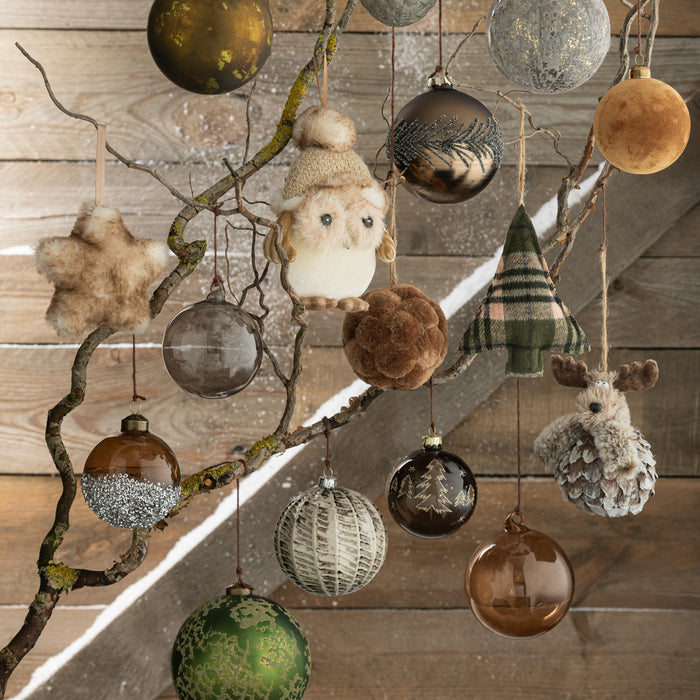 J-Line Kersthanger rendier - hout - bruin| grijs - 2x