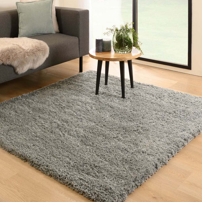 Tapeso Vierkant hoogpolig vloerkleed - Cozy Shaggy - grijs - 240x240