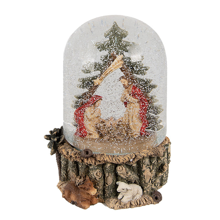 Clayre & Eef Sneeuwbol Ø 10x14 cm Groen Glas Polyresin Kerstgroep