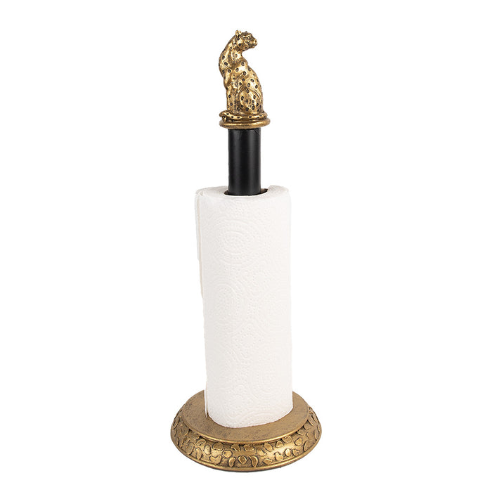 Clayre & Eef Keukenrolhouder Ø 16x41 cm Goudkleurig Zwart Kunststof