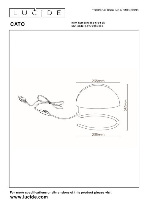 Lucide CATO Tafellamp - Blauw