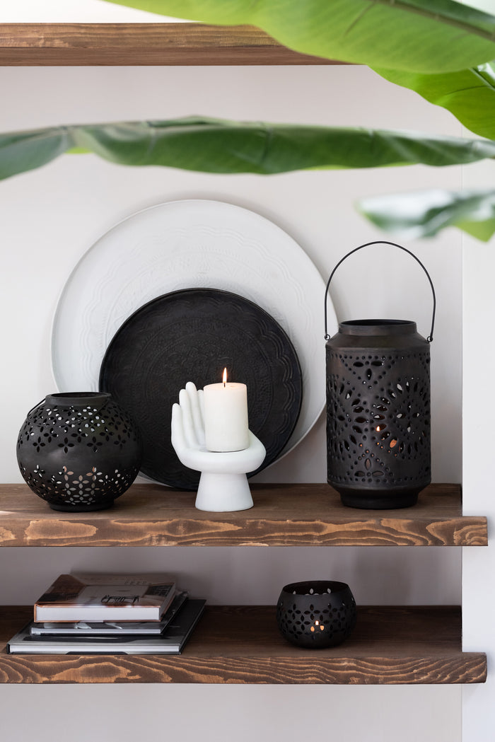 J-Line Plateau Rond Klassiek Ijzer Zwart Mat Small