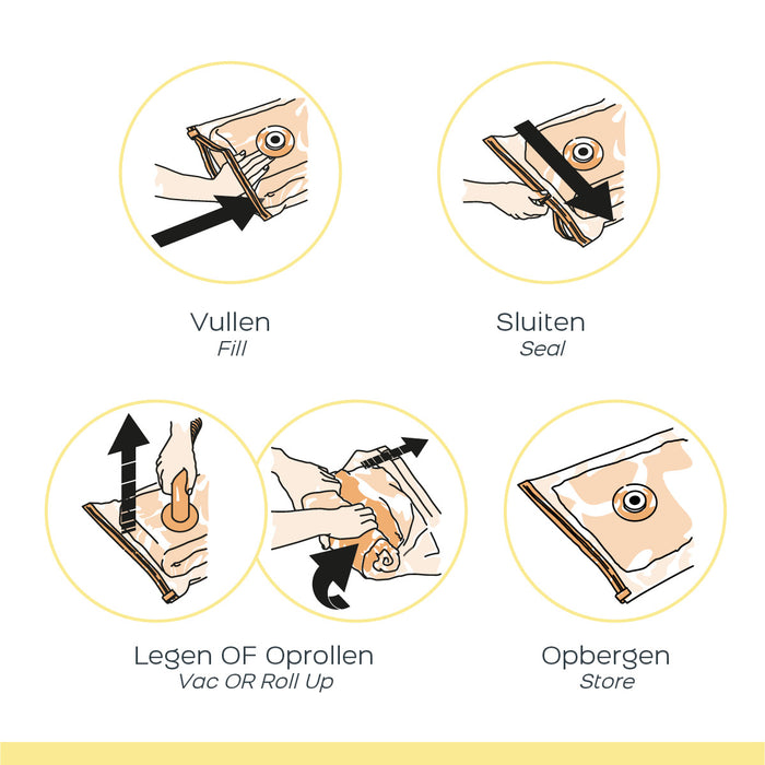 Space Buddy Vacuümzakken Opbergzakken Kleding voor Onderweg 7 st.