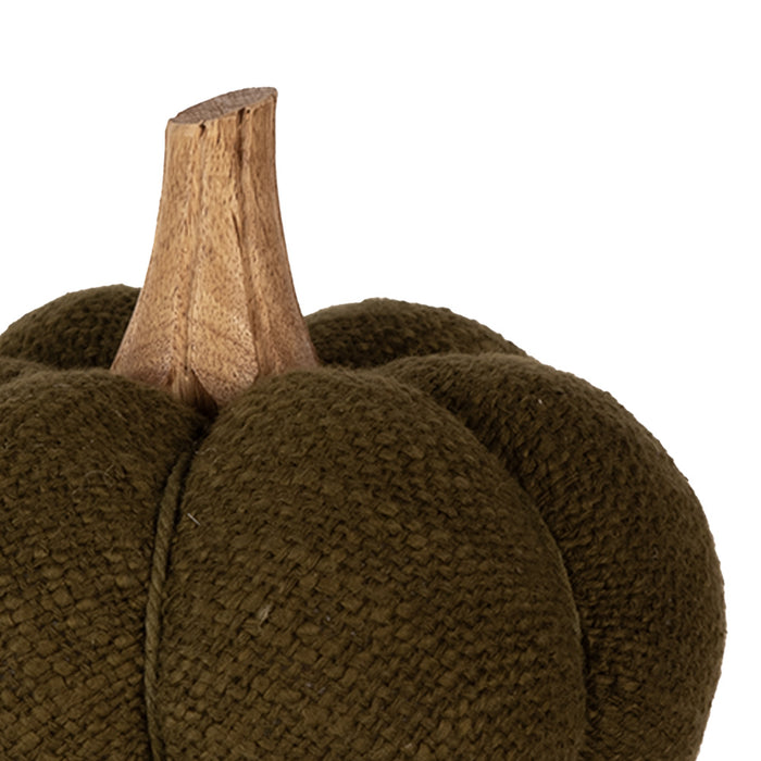 Clayre & Eef Decoratie Pompoen 13 cm Groen Stof Woondecoratie