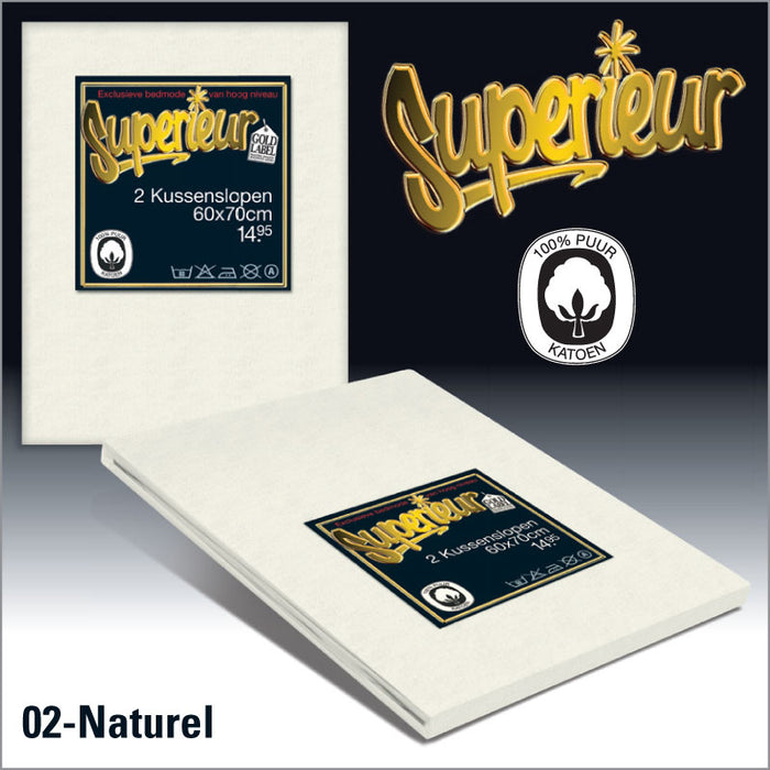 Superieur 100% Percaline katoen|Set van 2|Creme Kussensloop 60x70cm