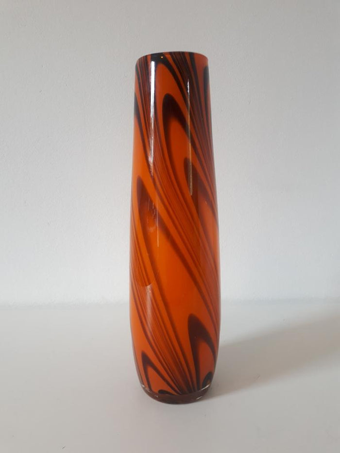 Reliving 70'S Vintage Vaas Oranje Glazen Retro Vaas