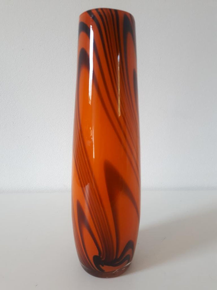 Reliving 70'S Vintage Vaas Oranje Glazen Retro Vaas