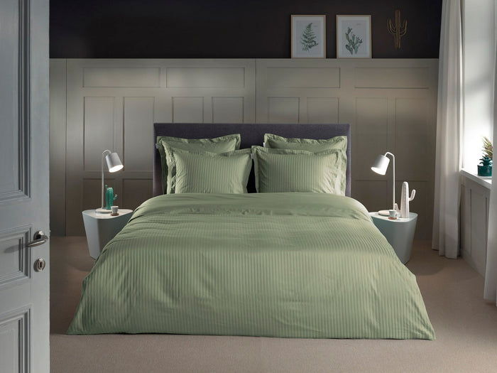 Heckett Lane Dekbedovertrek Katoen Satijn Banda - mineral green