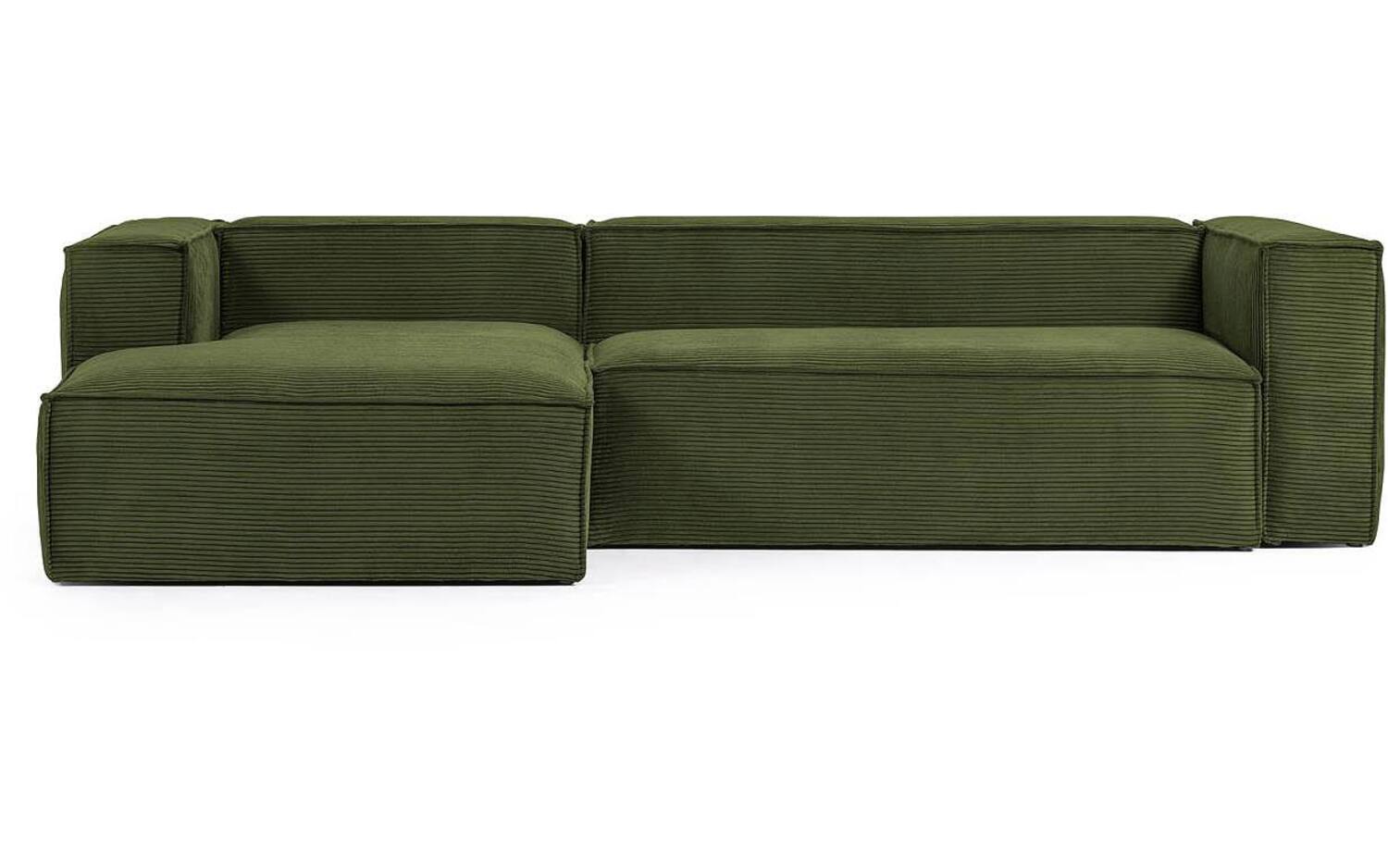 Kave Home Blok Chaise Longue Links - Rib - Donkergroen