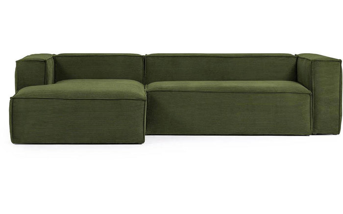 Kave Home Blok Chaise Longue Links - Rib - Donkergroen