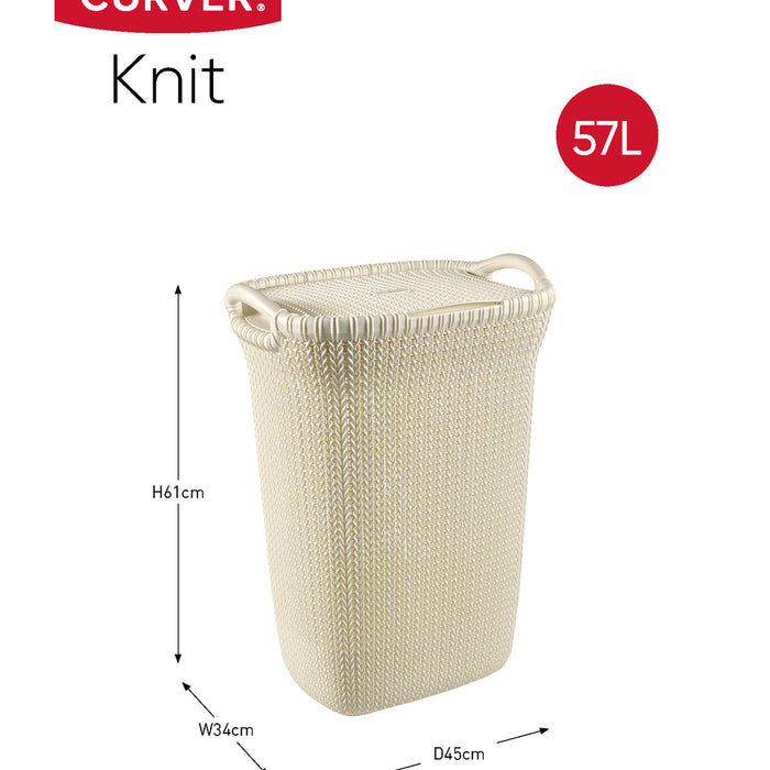 Curver Knit Wasmand met deksel - 57L - 2 stuks - Wit
