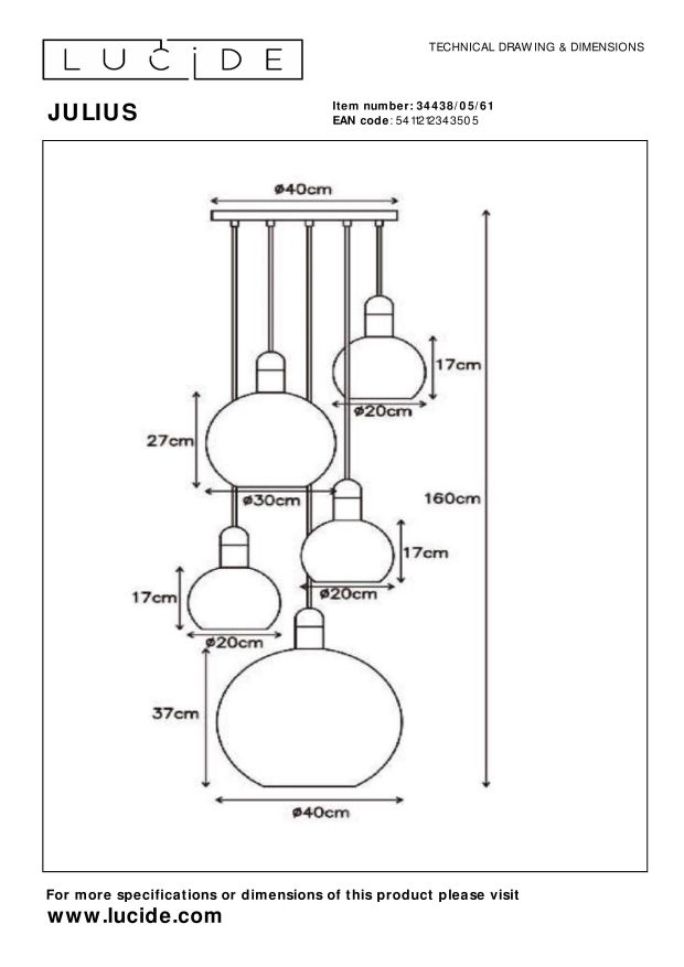 Lucide JULIUS Hanglamp - Opaal