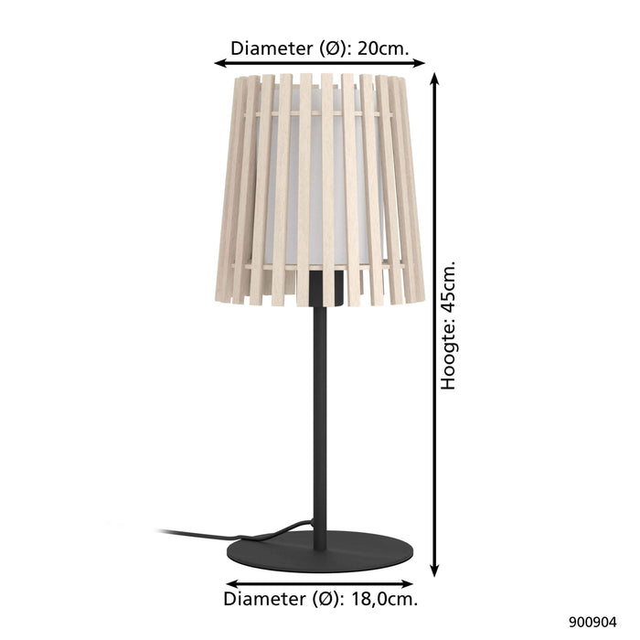 EGLO Fattoria Tafellamp - E27 - 45 cm - Zwart|Bruin|Wit