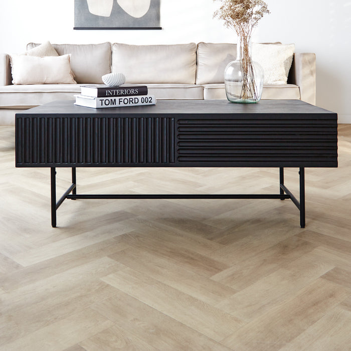 Dimehouse Salontafel met opbergruimte Jonas mangohout 120x60 cm zwart