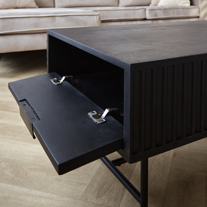 Dimehouse Salontafel met opbergruimte Jonas mangohout 120x60 cm zwart