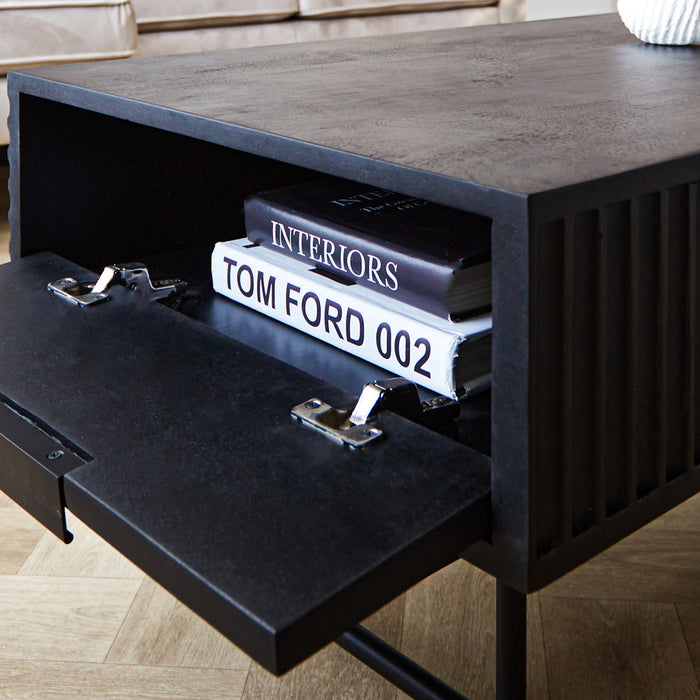 Dimehouse Salontafel met opbergruimte Jonas mangohout 120x60 cm zwart