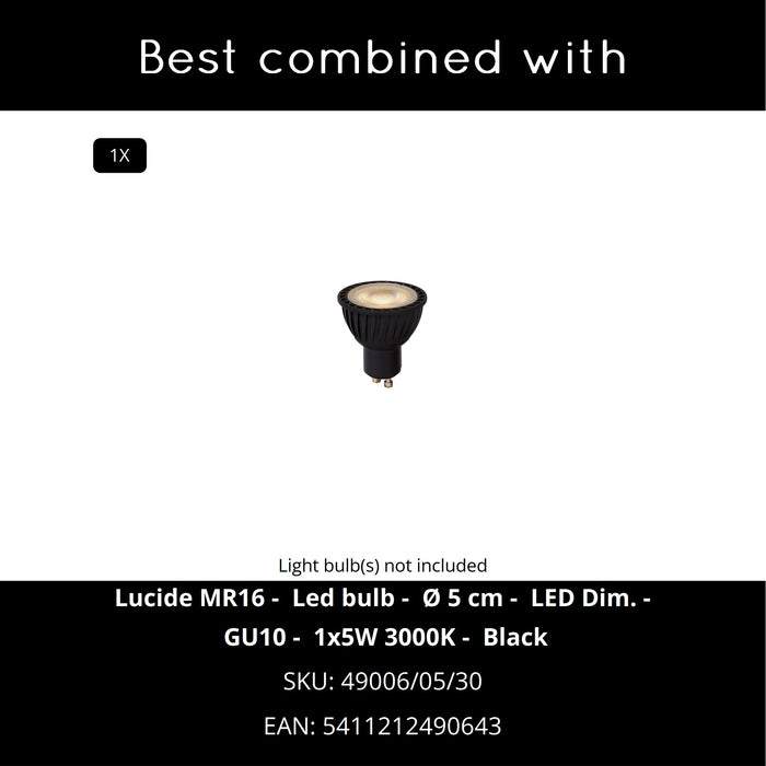 Lucide CLUBS Bedlamp - Zwart