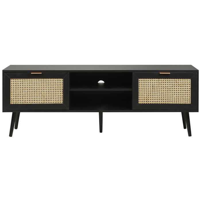 Beliani - OPOCO - TV-meubel - Zwart - Rotan