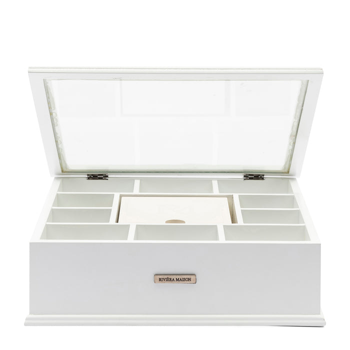 Riviera Maison Theedoos wit, met deksel - RM Tea Monogram 6 stuks