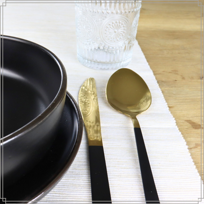 OTIX Bestekset Goud met Zwart 12 persoons 48-delig RVS