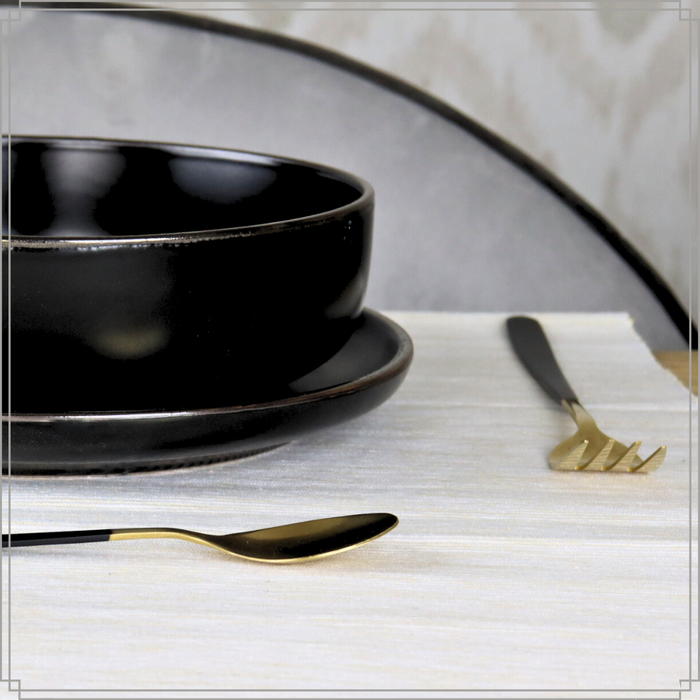 OTIX Bestekset Goud met Zwart 12 persoons 48-delig RVS