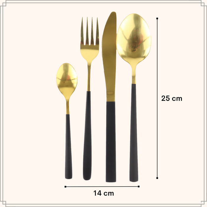 OTIX Bestekset Goud met Zwart 8 persoons 32-delig RVS