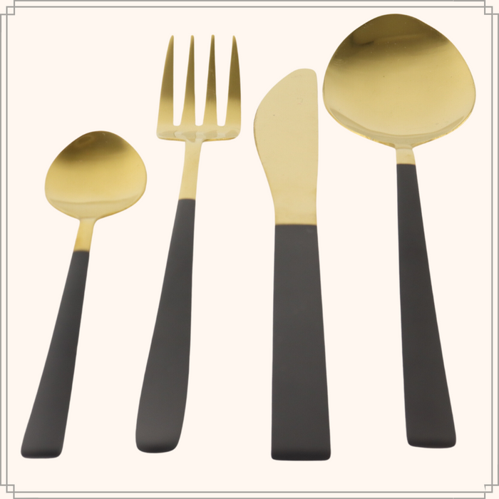 OTIX Bestekset Goud met Zwart 8 persoons 32-delig RVS