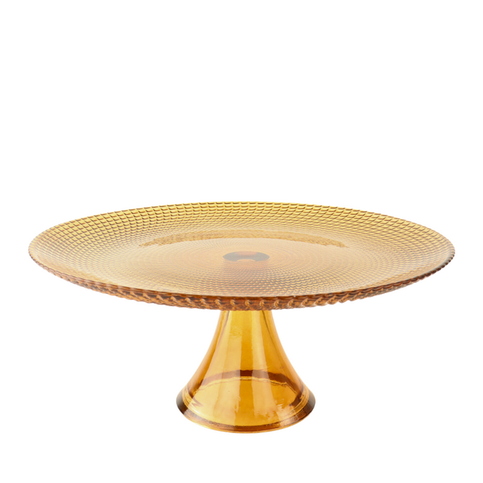 OTIX Taartplateau met Voet Serveerplateau 28cm Amber Kleur Glas