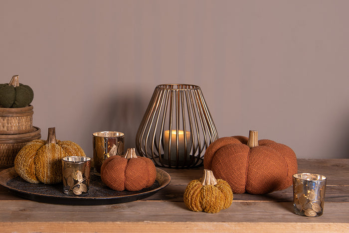 Clayre & Eef Decoratie Pompoen 17 cm Oranje Stof Woondecoratie