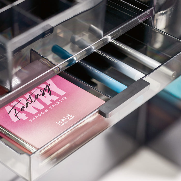 Make-up Organizer, 3 Lades, Breed, 30.5 x 20.3 x 11.4 cm, Smoke - iDes