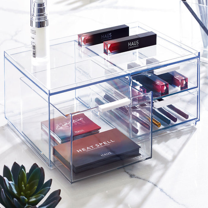 Make-up Organizer, 3 Lades, Breed, 30.5 x 20.3 x 11.4 cm, Transparant