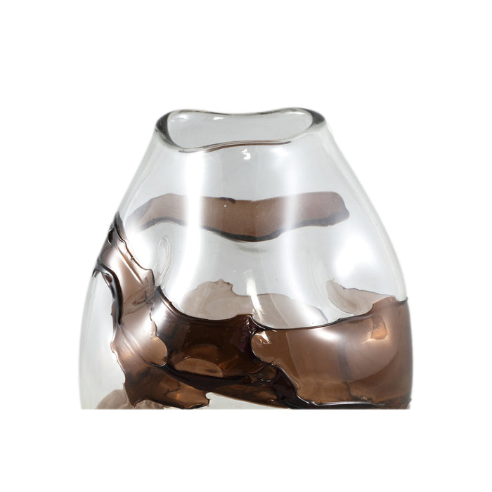 PTMD Lisee Brown solid glass vase line frost S