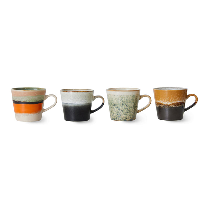 HKliving 70's Ceramics Cappuccinomok 0,33 L - Set van 4 - Verve