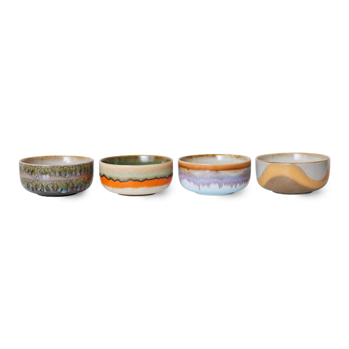 HKliving 70's Ceramics Dessert Kommen Ø 12,5 cm - Set van 4 - Reef