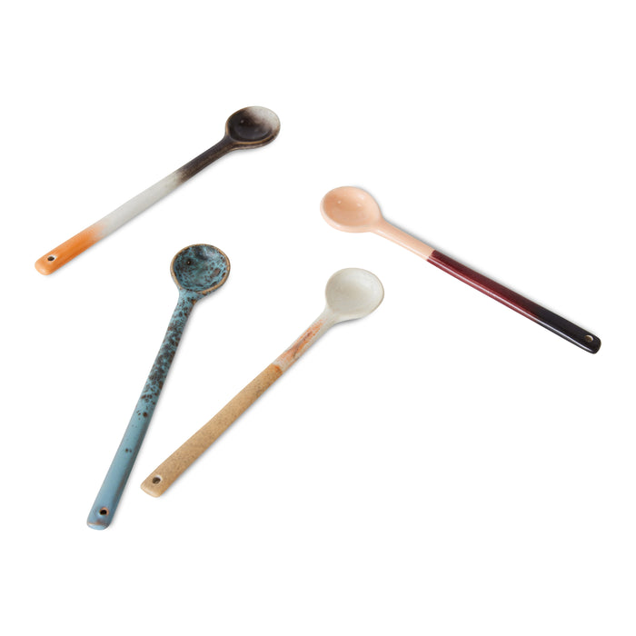 HKliving 70's Ceramics Lepels Set van 4 - L 16,5 cm - Breeze