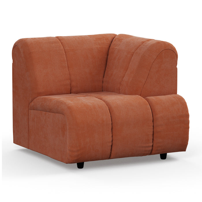 HKliving Wave Bank Element - Hoekstuk Rechts - Dusty Orange