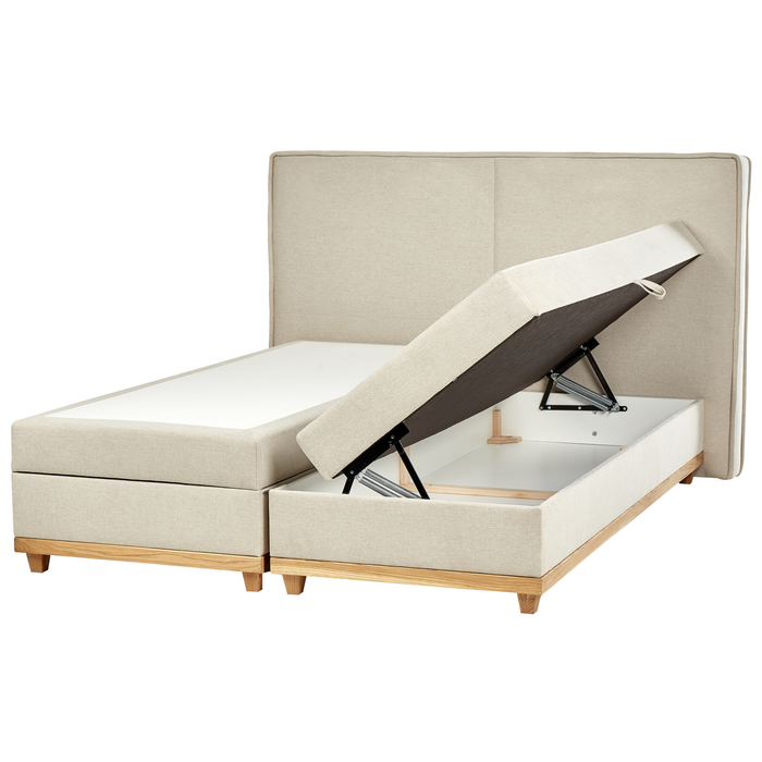 Beliani-DYNASTY-Boxspringbed-Lichtbeige-180 x 200 cm-Polyester