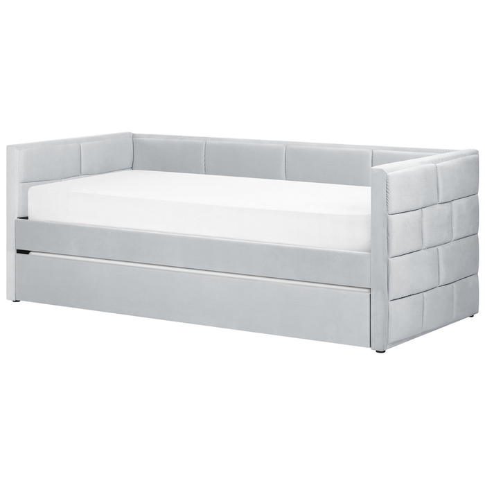 Beliani - CHAVONNE - Slaapbank - Lichtgrijs - 90 x 200 cm - Fluweel