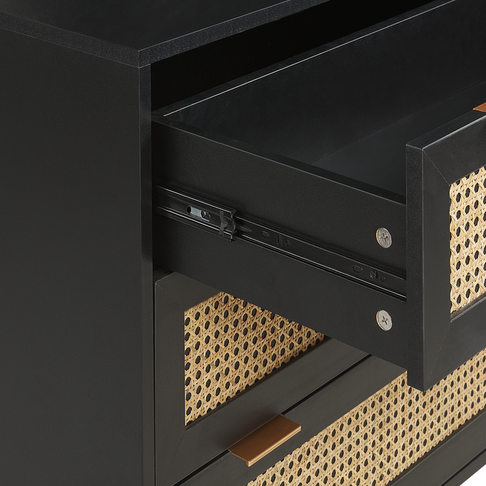 Beliani - OPOCO - Commode - Zwart - Rotan