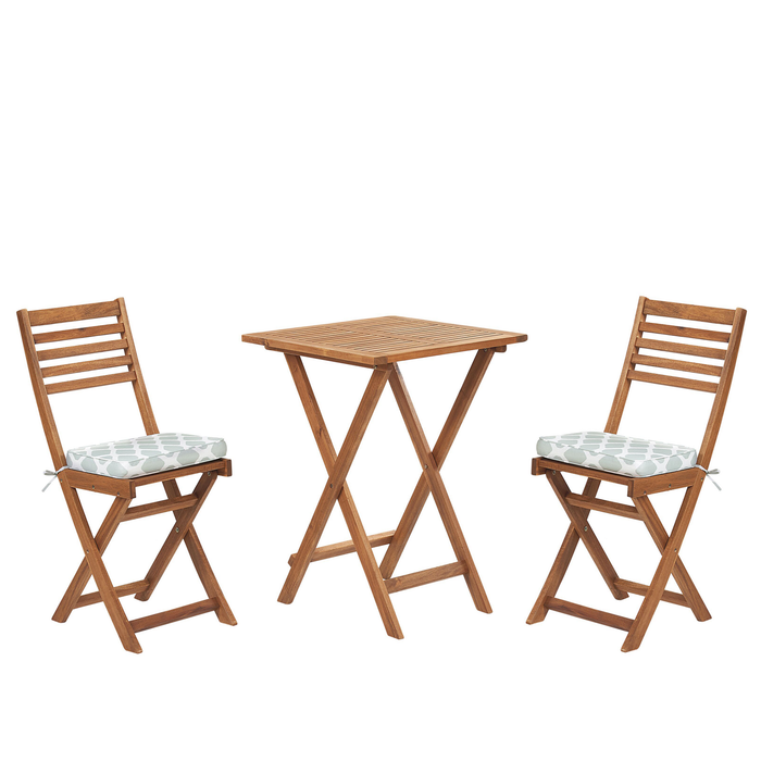 Beliani-FIJI-Bistroset voor 2-Lichte houtkleur |Groen-Acaciahout