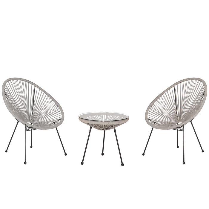 Beliani - ACAPULCO II - Bistroset voor 2 - Licht Grijs - PE rotan